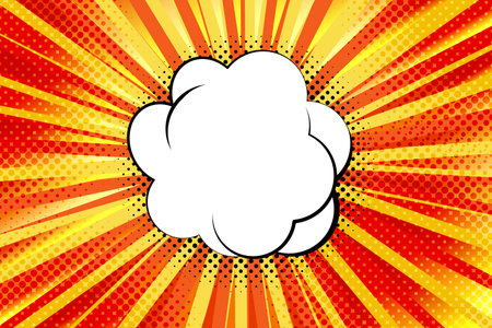 Striped colorful rays background and speech bubbles. Pop art creative concept colorful comics book...