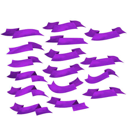 Set of purple flat ribbons isolated on white background. Ribbon banner vector illustration. Watercolor lace.のイラスト素材