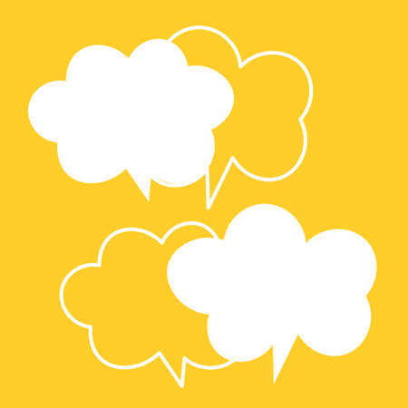 Vector comic speech bubbles on color background. Isolated colorful banner, empty paper shape. Cartoon flat illustration for chat. Template frame. Hand draw style, dialog cloud.のイラスト素材