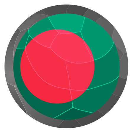Glass light ball with flag of Bangladesh. Round sphere, template icon. National symbol. Glossy realistic ball, 3D abstract vector illustration highlighted on a white background. Big bubble.のイラスト素材