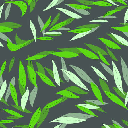 Floral seamless with hand drawn color leaves. Cute autumn background. Tropic blue branches. Modern floral compositions. Fashion vector stock illustration for wallpaper, posters, card, fabric, textile.のイラスト素材