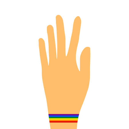 Pattern with LGBT icon. Flag LGBT, hand. Template design, vector illustration. Love wins. Logo rainbow symbols. Gay pride collection. Colorful Banner.のイラスト素材