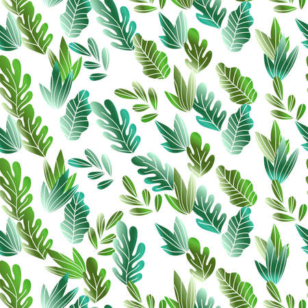 Floral seamless pattern with exotic leaves, modern background. Tropic colorful gradient branches. Fashion vector stock illustration for wallpaper, posters, card, fabric, textile.のイラスト素材