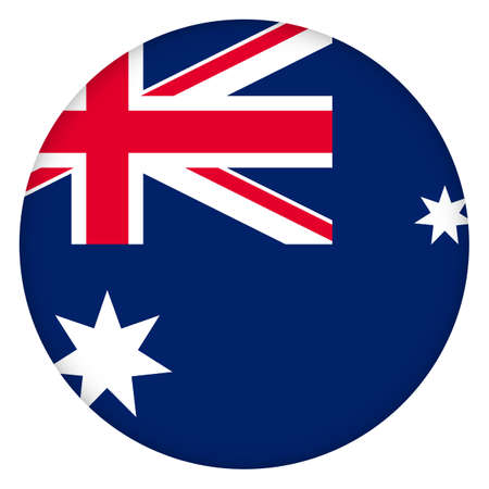 Flag of Australia round icon, badge or button. Australian national symbol. Template design, vector illustration.のイラスト素材
