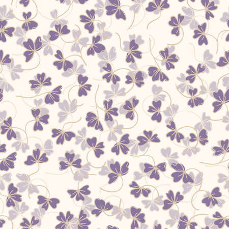 Trendy seamless floral pattern with ornament. Colorful flowers on light background. Simple minimalistic pattern with nature elements. Vector illustration for fabric, textile, poster, invitation.のイラスト素材