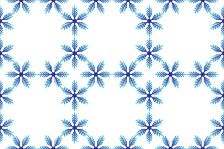 Winter seamless pattern with colorful gradient snowflakes on white background. Vector illustration for fabric, textile wallpaper, posters, gift wrapping paper. Christmas vector illustration.のイラスト素材