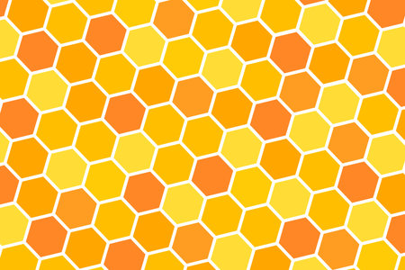 Golden background with honeycomb shapes. Vector illustration. Pattern with glitter effect. Template...