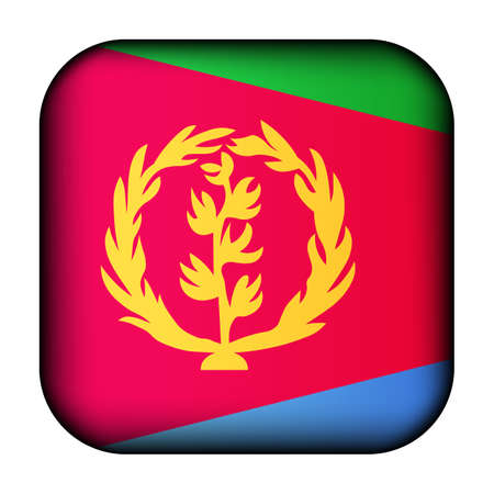 Glass light ball with flag of Eritrea. Squared template icon. Eritrean national symbol. Glossy realistic cube, 3D abstract vector illustration highlighted.のイラスト素材