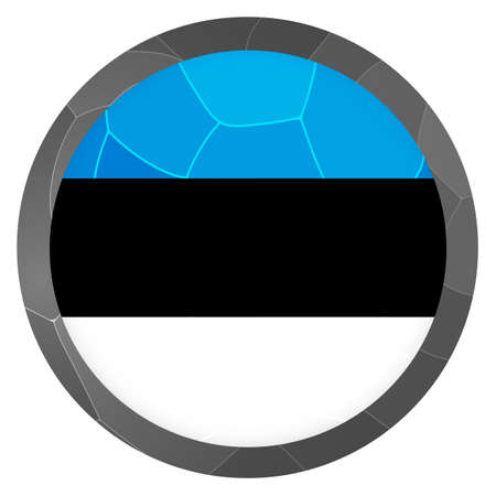 Glass light ball with flag of Estonia. Round sphere, template icon. Estonian national symbol. Glossy realistic ball, 3D abstract vector illustration highlighted on a white background. Big bubble.のイラスト素材