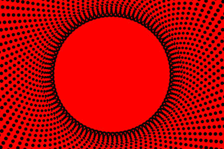 Pop art colorful comics book magazine cover. Polka dots red and black background. Cartoon funny retro pattern. Vector halftone illustration. 90-s style. Template design for poster, card, flyer.のイラスト素材