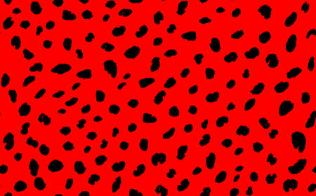Abstract modern leopard seamless pattern. Animals trendy background. Red and black decorative vector stock illustration for print, card, postcard, fabric, textile. Modern ornament of stylized skinのイラスト素材