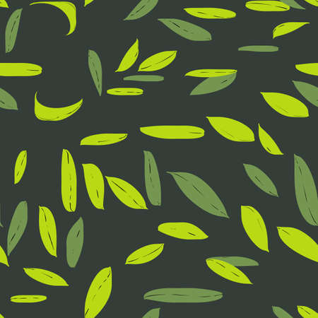 Floral seamless with hand drawn color leaves. Cute autumn background. Tropic blue branches. Modern floral compositions. Fashion vector stock illustration for wallpaper, posters, card, fabric, textileのイラスト素材