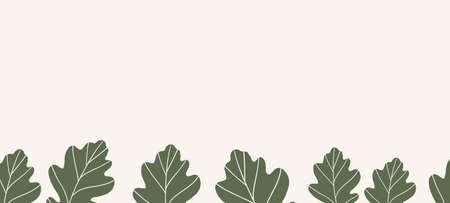 Floral web banner with drawn color leaves. Nature concept design. Modern floral compositions with summer branches. Vector illustration on the theme of ecology, natura, environmentのイラスト素材