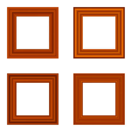 Set of squared golden vintage wooden frame for your design. Vintage cover. Place for text. Vintage antique gold beautiful rectangular frames. Template vector illustrationのイラスト素材
