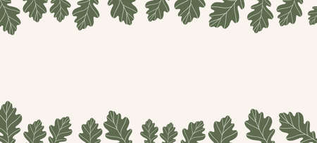 Floral web banner with drawn color leaves. Nature concept design. Modern floral compositions with summer branches. Vector illustration on the theme of ecology, natura, environmentのイラスト素材