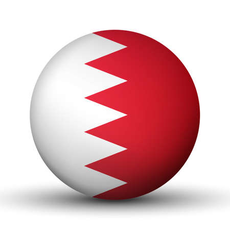 Glass light ball with flag of Bahrain. Round sphere, template icon. National symbol. Glossy realistic ball, 3D abstract vector illustration highlighted on a white background. Big bubbleのイラスト素材
