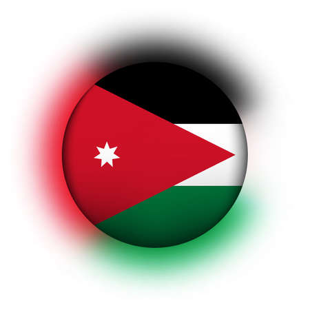 Glass light ball with flag of Jordan. Round sphere, template icon. Ð¢ational symbol. Glossy realistic ball, 3D abstract vector illustration highlighted on a white background. Big bubbleのイラスト素材