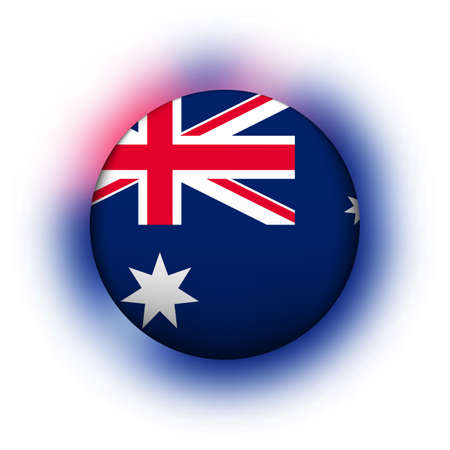 Glass light ball with flag of Australia. Round sphere, template icon. Australian national symbol. Glossy realistic ball, 3D abstract vector illustration highlighted on a white background. Big bubbleのイラスト素材