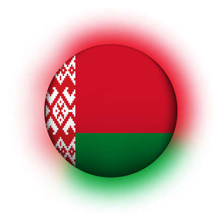 Glass light ball with flag of Belarus. Round sphere, template icon. Belarusian national symbol. Glossy realistic ball, 3D abstract vector illustration highlighted on a white background. Big bubbleのイラスト素材