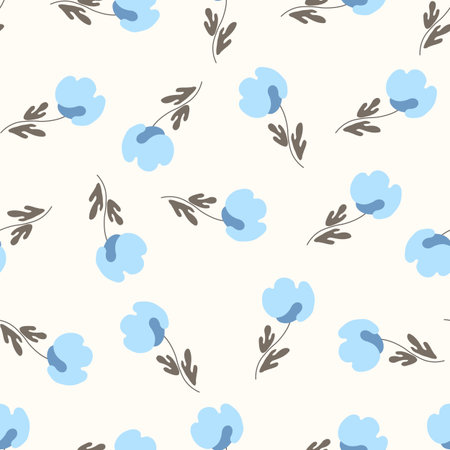Seamless floral pattern based on traditional folk art ornaments. Colorful flowers on light...