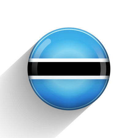 Glass light ball with flag of Botswana. Round sphere, template icon. National symbol. Glossy realistic ball, 3D abstract vector illustration highlighted on a white background. Big bubbleのイラスト素材