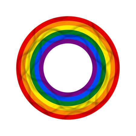 Flag LGBT icon, round frame. Template design, vector illustration. Love wins. LGBT symbol in rainbow colors. Gay pride collectionのイラスト素材