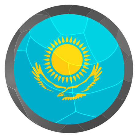 Glass light ball with flag of Kazakhstan. Round sphere, template icon. Kazakh national symbol. Glossy realistic ball, 3D abstract vector illustration highlighted on a white background. Big bubbleのイラスト素材