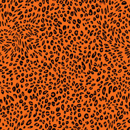 Abstract modern leopard seamless pattern. Animals trendy background. Orange and black decorative vector stock illustration for print, card, postcard, fabric, textile. Modern ornament of stylized skinのイラスト素材