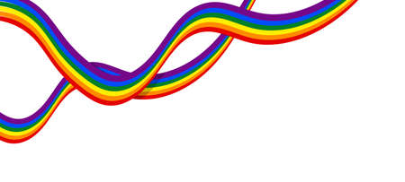 LGBT ribbon, tape. LGBT banner. Template design, vector illustration. Geometric shapes in the colors on the rainbow. Colorful symbols. Gay pride collection.のイラスト素材