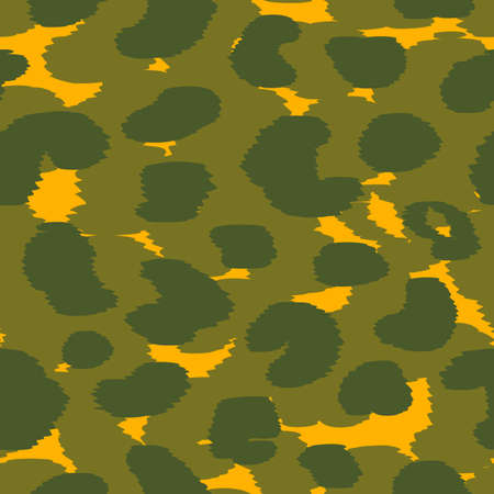 Abstract modern leopard seamless pattern. Animals trendy background. Green and yellow decorative vector stock illustration for print, card, postcard, fabric, textile. Modern ornament of stylized skinのイラスト素材