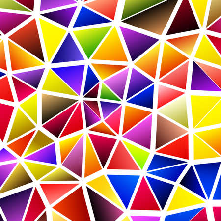 Polygonal rainbow mosaic background. Abstract low poly vector illustration. Triangular pattern in halftone style. Template geometric business design with triangle for poster, banner, card, flyerのイラスト素材