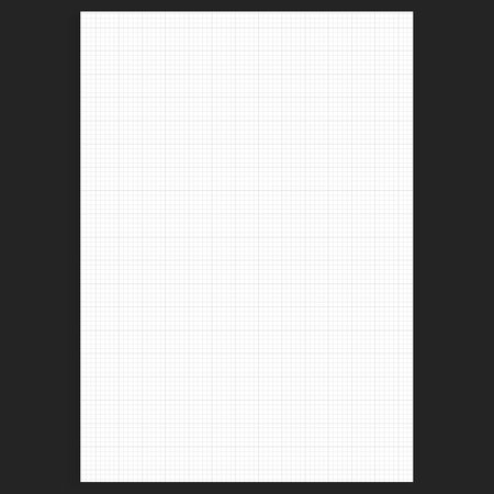 Grid paper. Realistic blank lined paper sheet in A4 format. Squared background with color graph. Geometric pattern for school, wallpaper, textures, notebook. Lined blank on transparent backgroundのイラスト素材
