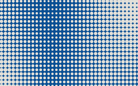 Pop art creative concept colorful comics book magazine cover. Polka dots blue and grey background. Cartoon halftone retro pattern. Abstract design for poster, card, sale banner, empty bubbleのイラスト素材