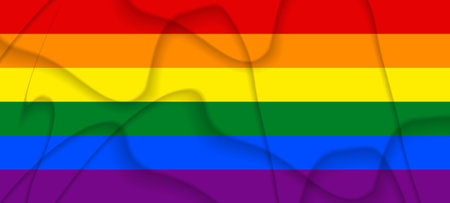 Flag LGBT squared icon, badge or button. Template design, vector illustration. Love wins. LGBT symbol in rainbow colors. Gay pride silk textile backgroundのイラスト素材