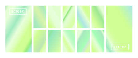 Mobile screen lock display collection of colorful backgrounds in trendy neon colors. Modern screen vector design for mobile app. Soft color abstract pastel holographic gradients. Swatches for designのイラスト素材