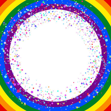 Flag LGBT icon, round frame with confetti. Template design, vector illustration. Love wins. LGBT symbol in rainbow colors. Gay pride collectionのイラスト素材