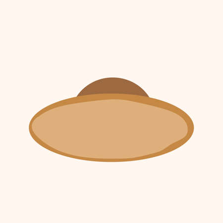 Elegant womans hat isolated on white background. Headgear vector illustration for woman, girl or ladies. Summer sun protection. Doodle vector art. Single icon. Fashion flat sketchのイラスト素材