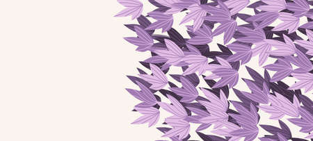 Floral web banner with drawn color exotic leaves. Nature concept design. Modern floral compositions with summer branches. Vector illustration on the theme of ecology, natura, environmentのイラスト素材