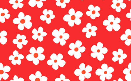 Floral seamless with hand drawn color flowers. Cute summer background. Modern floral compositions. Fashion vector stock illustration for wallpaper, posters, card, fabric, textileのイラスト素材