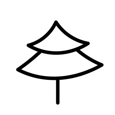 Black and white template fir tree icon. Vector symbol sign isolated on white background. Trees flat line icons set. Plants, landscape design. Business idea conceptのイラスト素材