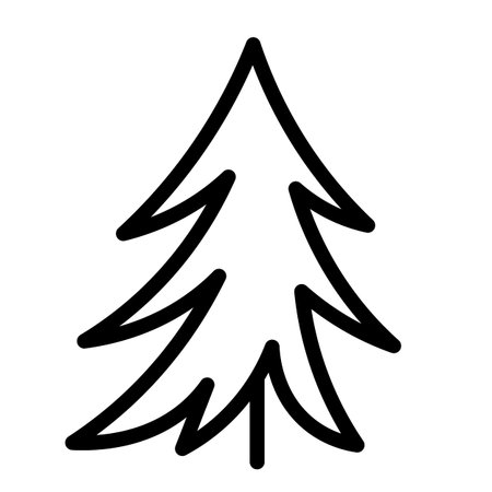 Black and white template fir tree icon. Vector symbol sign isolated on white background. Trees flat line icons set. Plants, landscape design. Business idea conceptのイラスト素材