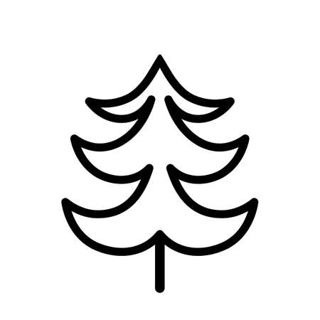 Black and white template fir tree icon. Vector symbol sign isolated on white background. Trees flat line icons set. Plants, landscape design. Business idea conceptのイラスト素材