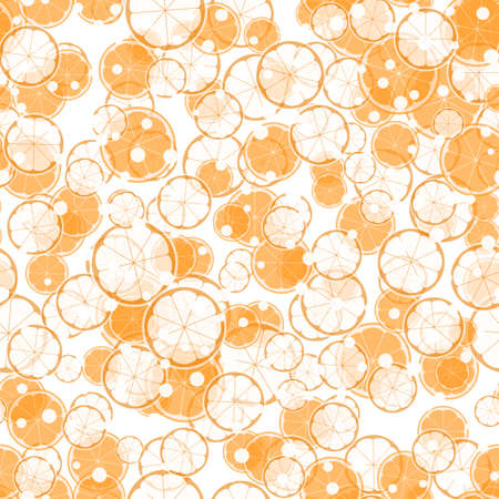 Summer illustration with oranges and limes. Seamlees pattern with colorful fruits on white background. Food concept. Template design for invitation, poster, card, fabric, textileのイラスト素材