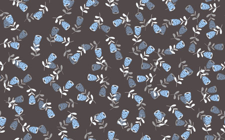 Seamless floral pattern based on traditional folk art ornaments. Cute flowers on color background....