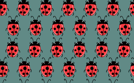 Fashion animal seamless pattern with colorful ladybird on color background. Cute holiday...