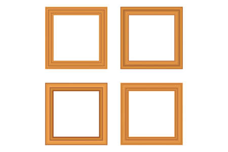 Set of squared color vintage wooden frame for your design. Vintage cover. Place for text. Vintage antique colorful modern rectangular frames. Template vector illustrationのイラスト素材