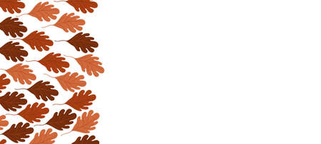 Floral web banner with drawn color autumn leaves. Nature concept design. Modern floral compositions with yellow, orange branches. Vector illustration on the theme of ecology, natura, environmentのイラスト素材