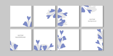 Trendy vector set for Social media stories and post, mobile apps, banners design, web ads. Template squared background with copy space and tropical leaves. Editable frame, mockup for advertisingのイラスト素材