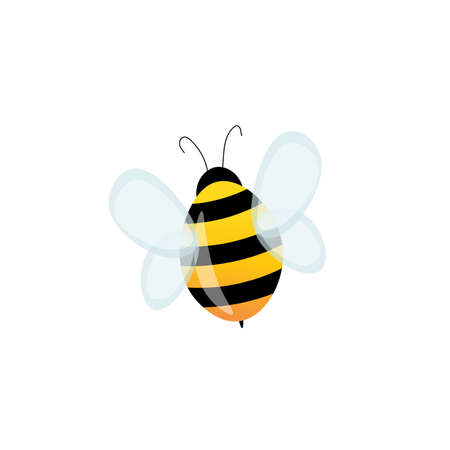 Cartoon bee mascot. A small bees flies. Wasp collection. Vector characters. Incest icon. Template design for invitation, cards. Doodle styleのイラスト素材
