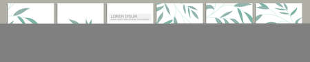Set of vector cover notebook design. Abstract floral template design with green leaves on white background for notebook paper, copybook brochures, book, magazine. Planner and diary cover for printのイラスト素材